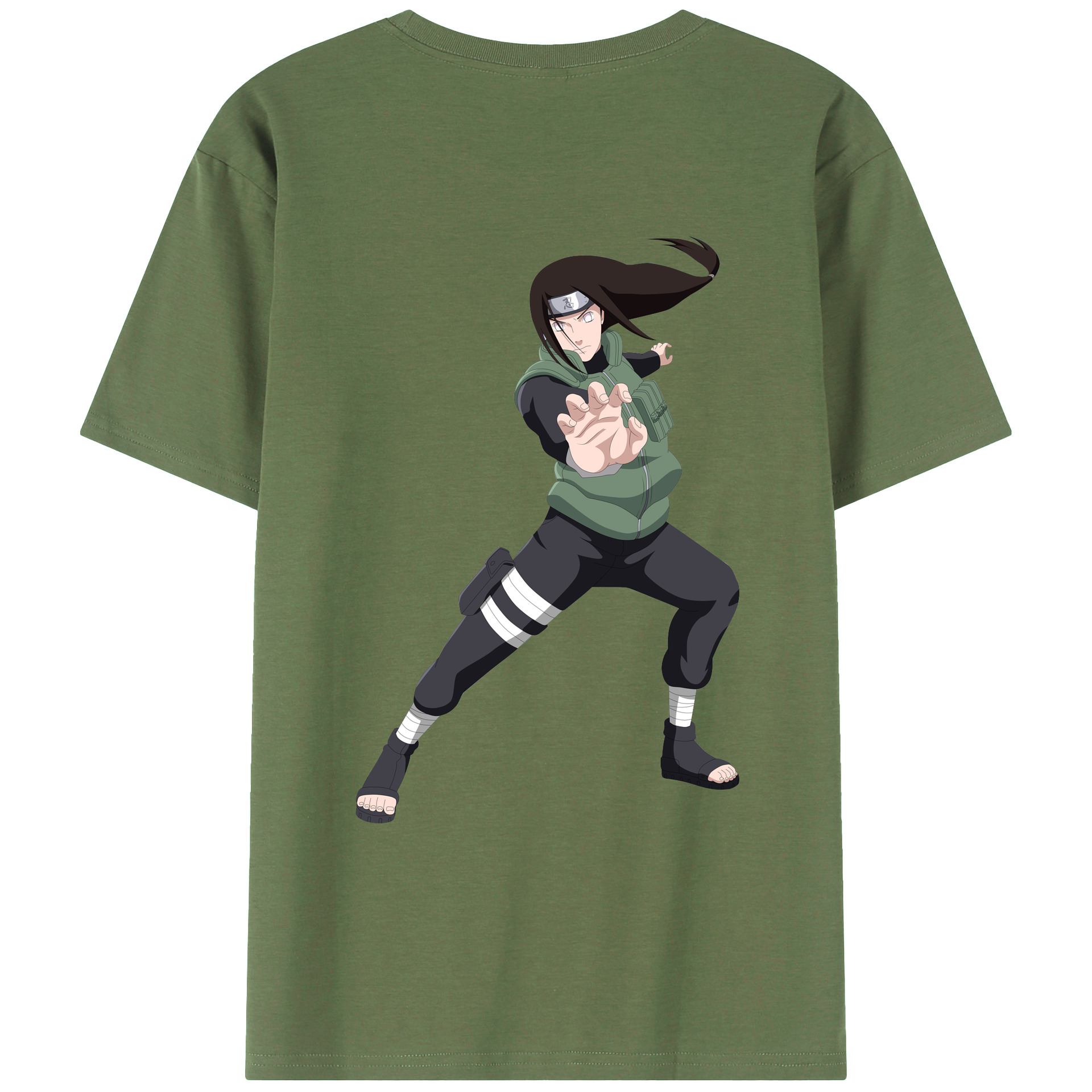 （画像用） NARUTO -ナルト- 日向ネジ Hyūga Neji 綿100％ メンズ半袖Tシャツ（バックプリント） 通気性